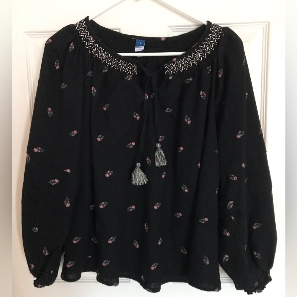 Black Embroidered Women's Top